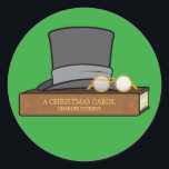 Sticker Rond Christmas Carol et English Top Hat<br><div class="desc">Ce design s'adresse aux amateurs de Charles Dickens.</div>