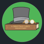 Sticker Rond Christmas Carol et English Top Hat<br><div class="desc">Ce design s'adresse aux amateurs de Charles Dickens.</div>