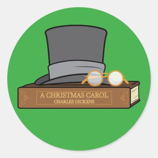 Sticker Rond Christmas Carol et English Top Hat (Devant)
