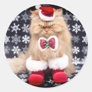Sticker Rond Christmas Cat