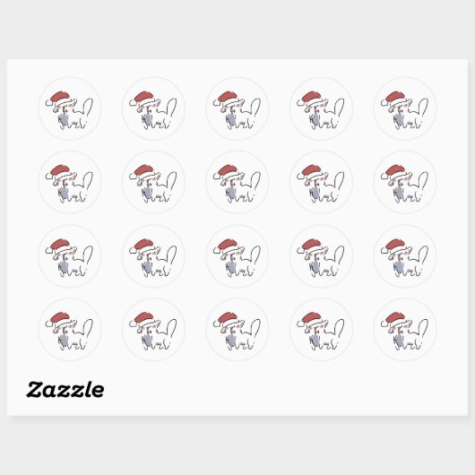 Sticker Rond Christmas Cat (Feuille)