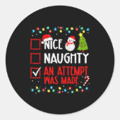 Sticker Rond Christmas Checklist Naughty Nice An Attempt Was Ma (Devant)