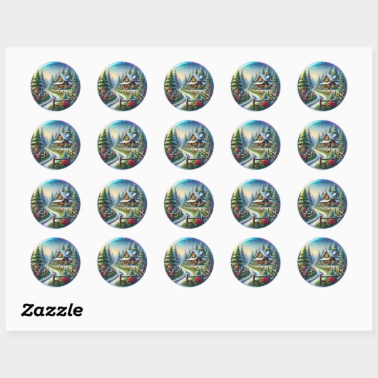 Sticker Rond Christmas Collage (Feuille)