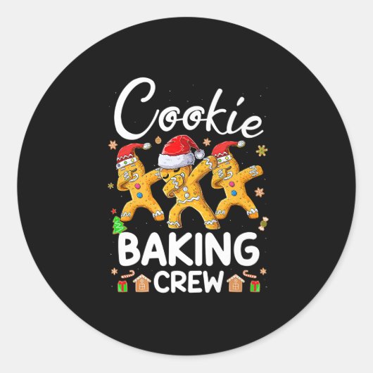 Sticker Rond Christmas Cookie Baking Crew Funny Pajamas Famille (Devant)