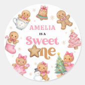 Sticker Rond Christmas Cookie Sweet One 1st Birthday Party (Devant)
