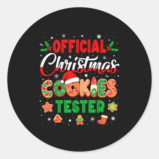Sticker Rond Christmas Cookie Tester Taster Baking Crew Toddler (Devant)