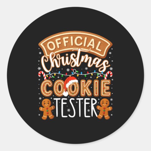 Sticker Rond Christmas Cookie Tester Taster Funny Family Baking (Devant)