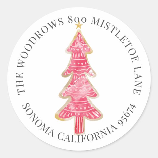 Sticker Rond Christmas Cookies Tree Retourner l'adresse (Devant)