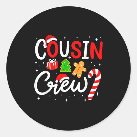 Sticker Rond Christmas Cousin Crew Candy Cane Family Matching H (Devant)