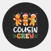 Sticker Rond Christmas Cousin Crew Santa Hat Family Matching Fu (Devant)