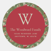 Sticker Rond Christmas Cranberry Greenery Adresse du Motif (Devant)
