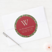 Sticker Rond Christmas Cranberry Greenery Adresse du Motif (Enveloppe)