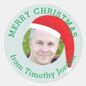 Sticker Rond Christmas Crew Santa Hat Photo Holiday Cadeau (Devant)