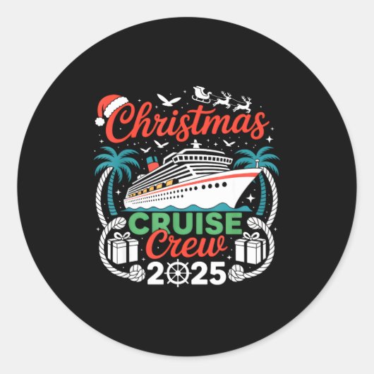 Sticker Rond Christmas Cruise Crew 2025 Matching (Devant)