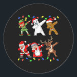 Sticker Rond Christmas Dabbing Santa And Friends Quarantine Boy<br><div class="desc">Noël Dabbing Père Noël Et Amis Quarantaine Garçons Enfants Noël</div>