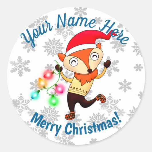 Sticker Rond Christmas Dancing Fox Custom (Devant)