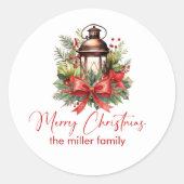 Sticker Rond Christmas Decorated Lantern Merry Christmas (Devant)