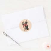Sticker Rond Christmas Doberham German Shepherd (Enveloppe)