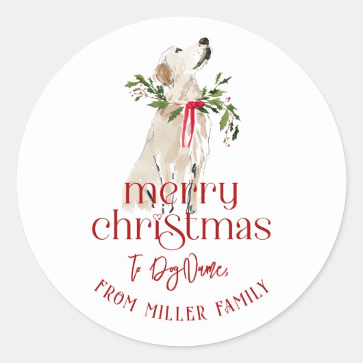 Sticker Rond Christmas Dog Merry Christmas Typography (Devant)