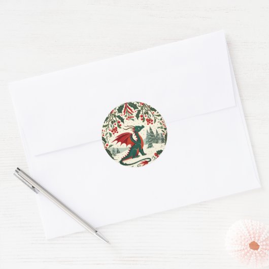 Sticker Rond Christmas Dragon                                   (Enveloppe)
