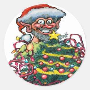 Sticker Rond Christmas Elf
