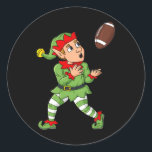 Sticker Rond Christmas Elf Football Large Récepteur Garçons Enf<br><div class="desc">Noël Elf Football Grand Récepteur Garçons Enfants Famille Noël</div>