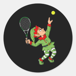 Sticker Rond Christmas Elf Tennis Fun Boys Girls Enfants Ados X