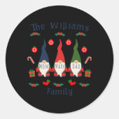 Sticker Rond Christmas Family Gnomes Cute And Funny T Shirt (Devant)