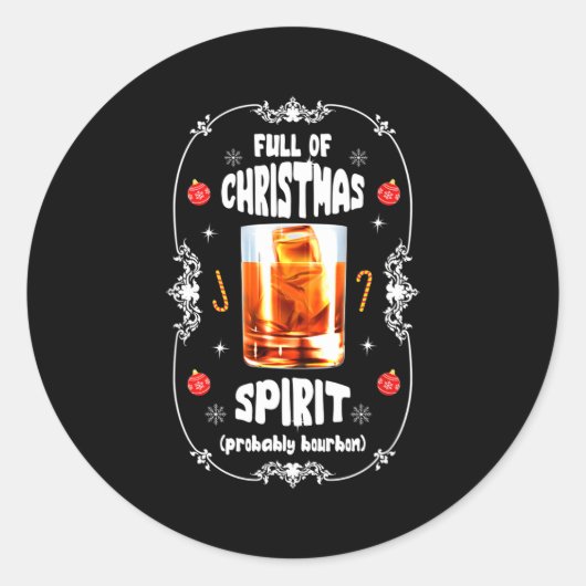 Sticker Rond Christmas Fir Tree With Bourbon Ugly Xmas Bourbon (Devant)