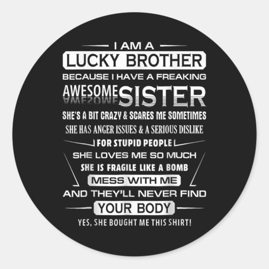 Sticker Rond Christmas Fun For Brother From Sister  (Devant)