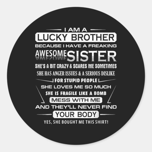 Sticker Rond Christmas Fun For Brother From Sister 1  (Devant)