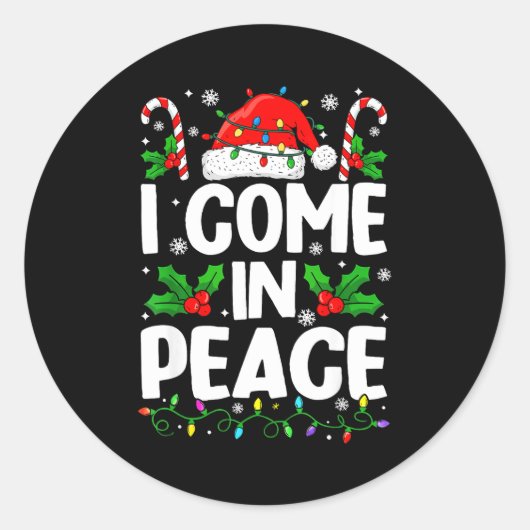 Sticker Rond Christmas Funny I Come In Peace Couple Matching Me (Devant)