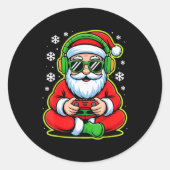 Sticker Rond Christmas Gamer Boys Kids Santa Play Video Game (Devant)