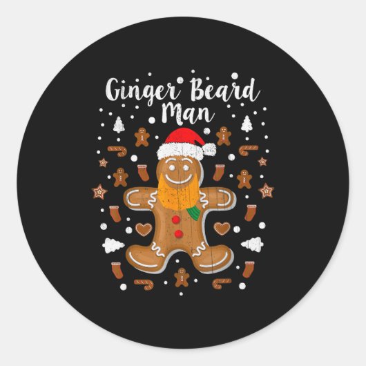Sticker Rond Christmas Ginger Beard Man Mustache Hair (Devant)