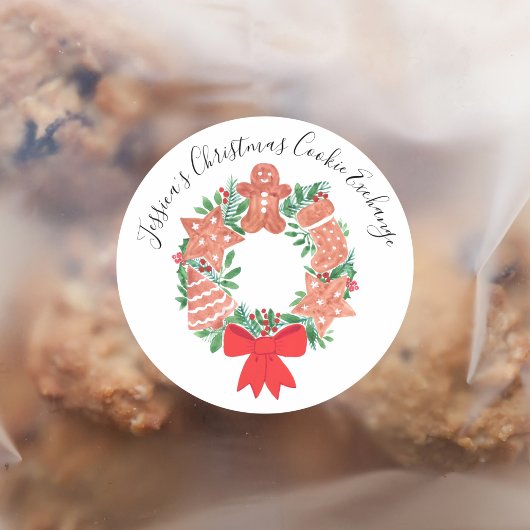 Sticker Rond Christmas Gingerbread Cookie Exchange 
