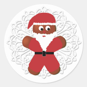 Sticker Rond Christmas Gingerbread Cookie Père Noël Doily