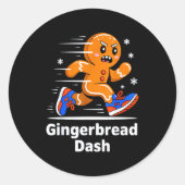 Sticker Rond Christmas Gingerbread Dash Running Runner Xmas Mar (Devant)