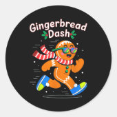 Sticker Rond Christmas Gingerbread Dash Running Runner Xmas Mar (Devant)