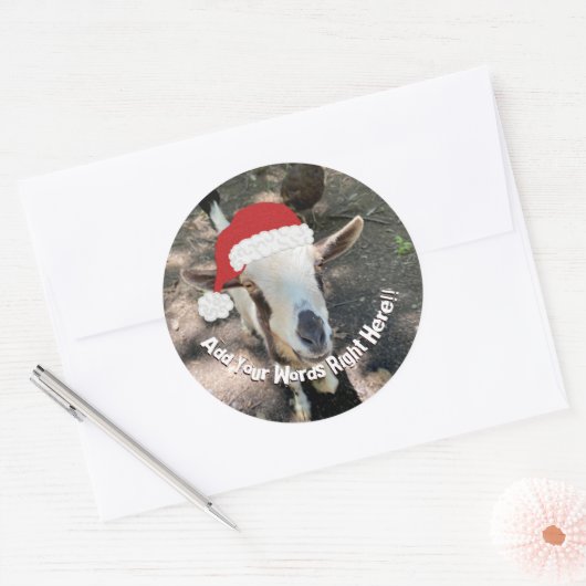 Sticker Rond Christmas Goat Custom Message (Enveloppe)