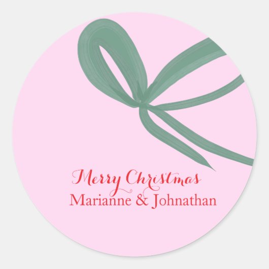 Sticker Rond Christmas Green Bows Hand Drawn (Devant)