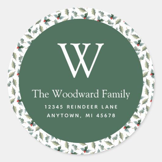 Sticker Rond Christmas Greenery Adresse du Motif (Devant)