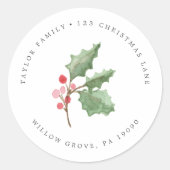 Sticker Rond Christmas Greenery & Berry Circular Adresse de ret (Devant)