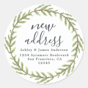 Sticker Rond Christmas Greenery Nous avons déménagé Nouveau éti