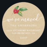 Sticker Rond Christmas Greenery Nous avons déménagé Nouveau éti<br><div class="desc">Christmas greenery nous avons déplacé les étiquettes d'adresse de retour de faire-part mobiles : faites connaître à vos amis et votre famille votre nouvelle adresse avec ces étiquettes d'adresse de retour chic, moderne et simple. Ajoutez simplement vos noms et votre adresse en calligraphie de script élégante blanche et typographie élégante...</div>