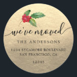 Sticker Rond Christmas Greenery Nous avons déménagé Nouveau éti<br><div class="desc">Christmas greenery nous avons déplacé les étiquettes d'adresse de retour de faire-part mobiles : faites connaître à vos amis et votre famille votre nouvelle adresse avec ces étiquettes d'adresse de retour chic, moderne et simple. Ajoutez simplement vos noms et votre adresse en calligraphie de script noir élégant et typographie élégante...</div>