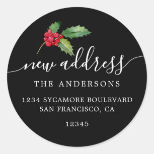 Sticker Rond Christmas Greenery Nous avons déménagé Nouveau éti