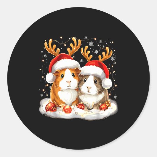Sticker Rond Christmas Guinea G Reindeer Xmas  (Devant)