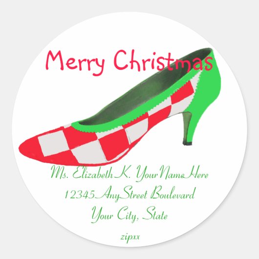 Sticker Rond Christmas High Heel Chaussure Adresse de retour (Devant)
