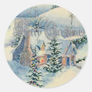 Sticker Rond CHRISTMAS HIVER HOUSE SCÈNE 2 par SHARON SHARPE