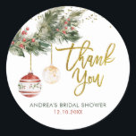 Sticker Rond Christmas Holiday Deck the Halls Merci<br><div class="desc">Sticker Merci de Noël Deck the Halls</div>